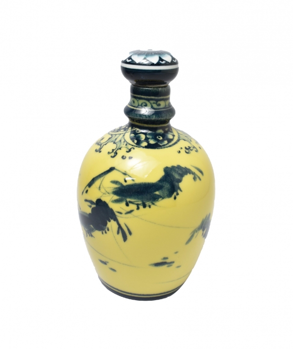 黃地青花酒瓶13A