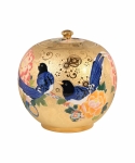 10吋雕金堆線金彩寶藏富貴花鳥聚寶蓋罐